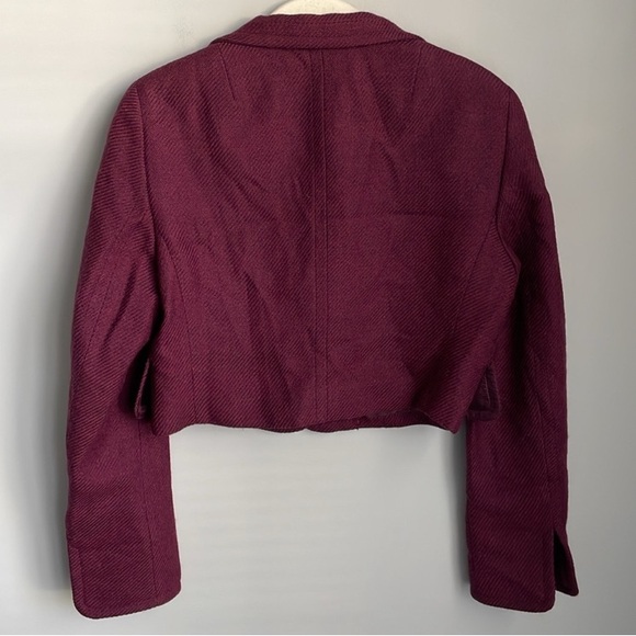 Akris Punto 100% Wool Cropped Purple Jacket Size 8 - Picture 3 of 13